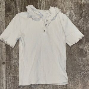 White Ruffled Kids Shirt